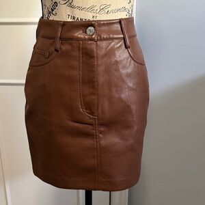 Aritzia - Brown Leather Skirt, Size 2
